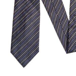 Hugo Boss Silk Tie Men’s 61” Black Gray Striped Designer Classic Tie New